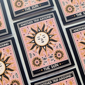 Witchy Birthday Card: Tarot Sun Art, Recycled Paper