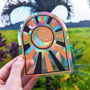 Sun & Moon Suncatcher Sticker: Rainbow Prism Window Decal