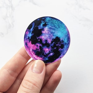 Watercolor Full Moon Sticker: Waterproof Vinyl Laptop Decal