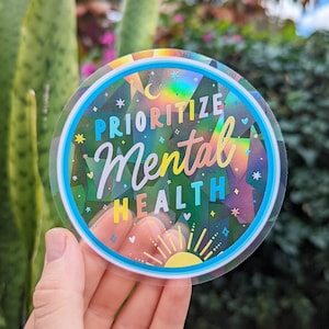 Mental Health Suncatcher Sticker: Rainbow Window Decal