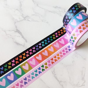 NEW Cute Little Rainbow Hearts Washi Tape for Envelopes, Gifts, Crafts, & Journals, Happy Love Colorful Washi Tape by Color Oasis image 7