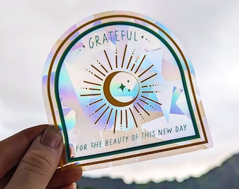 Rainbow Suncatcher Sticker Rainbow Maker Window Decal • Gratitude Sun, Moon & Stars Celestial Aesthetic Sun Catcher Sticker