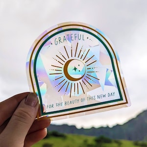 Rainbow Suncatcher Sticker: Sun, Moon, Stars Window Decal