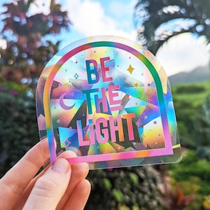Rainbow Suncatcher Sticker: Moon & Stars Celestial Window Decal