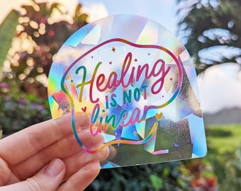 NEW! Healing Rainbow Suncatcher Sticker Rainbow Maker Window Decal, Sun & Moon Suncatcher • Uplifting Mental Health Gifts