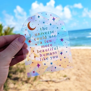 Rainbow Suncatcher Sticker: Moon & Stars Window Decal