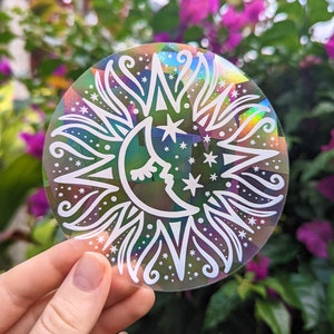 Sun & Moon Suncatcher Rainbow Making Sun Catcher Sticker Rainbow Maker Window Decal Prismatic Rainbow Mandala Stars Moon Suncatchers