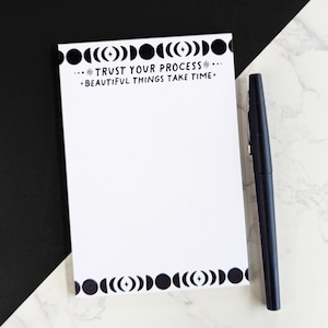 Cute Moon Phase Notepad 4" x 6" Large Sticky Notepad • "Trust Your Process" Mental Health Cute and Encouraging Sticky Notes Note Pad