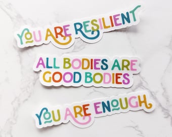 Colorful Self-Love Affirmation Stickers Clear Aesthetic Vinyl Stickers for Laptop, Mirror, Water Bottle Stickers