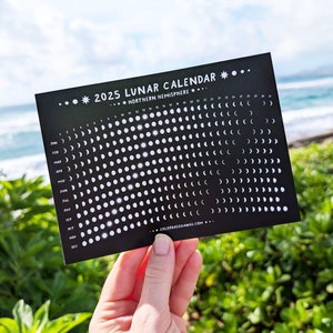 2025 Lunar Calendar Print: Celestial Moon Phases, Pearl Shimmer Cardstock