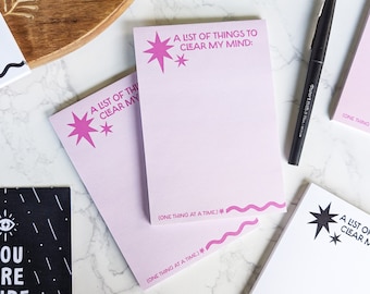 4" x 6" Sticky Notes To-Do List Notepad "One thing at a time" Mental Health Sticky Notes, Stars Celestial, Encouraging Uplifting Stationery