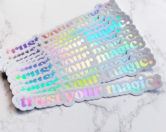 Empowering Holographic Magic Sticker for Laptop, Car, Window, Mirror, Water Bottle Waterproof Vinyl Aesthetic Rainbow Holographic Sticker