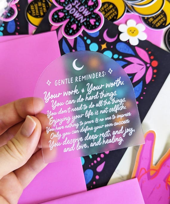 Mental Health Clear Sticker: Gentle Reminders, Self-Love Affirmations