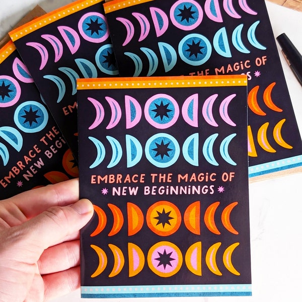 NEW! "Magic of New Beginnings" Greeting Cards Eco-Friendly 100% Recycled Paper Cards • Celestial Moon Phases Art Cards by Color Oasis Hawaii