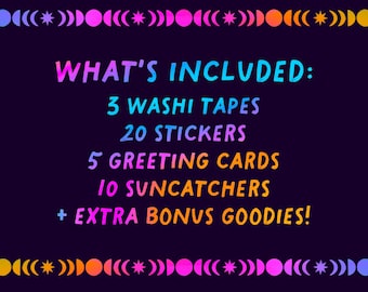 NEW BOXES! Stationery Goodie Box! Includes Stickers, Suncatchers, Greeting Cards + Washi Tape - Mix of B & A-Grade Limited Edition Items :)