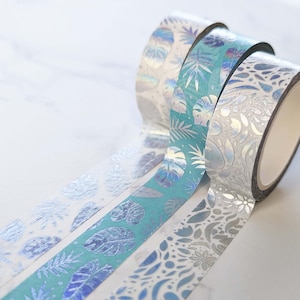 Holographic Tropical Plant Washi Tape: Scrapbooking Journal Tape