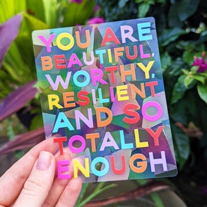 Affirmations Suncatcher Sticker: Rainbow Maker Decal, Self-Love Gift