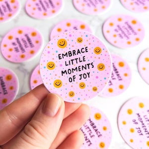LAST CHANCE! Embrace Joy Waterproof Sticker: Happy Face Laptop Decal (2") for Phone, Water Bottle, etc.