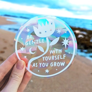Rainbow Suncatcher Sticker: Mental Health Reminder, Prismatic Window Decal