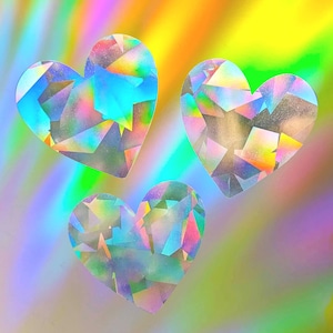 Pack of 3 Rainbow Suncatcher Stickers: Heart Window Decals - Rainbow Maker Blank Prism Stickers