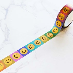 Super Happy Smiles Washi Tape :) Rainbow Colorblock Washi Tape Colorful Rainbow Washi Tape Journal + Planner Tape by Color Oasis Hawaii