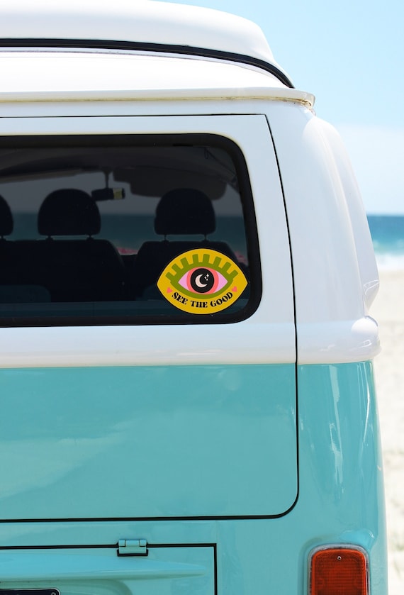 SEE THE GOOD Large Cute Bumper Sticker Positive Feel Good Sticker for Car Window 5.2 Retro Aesthetic Moon Stars Eye Bumper Sticker Etsy