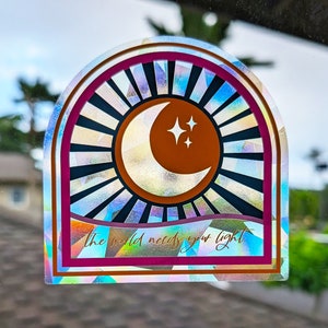 Sun & Moon Suncatcher Sticker: Rainbow Maker Window Decal