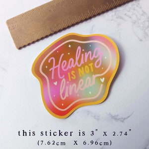 Healing is not Linear Colorful Rainbow Healing Sticker Mental Health Rainbow Aesthetic Sticker Laptop Mirror Water Bottle Vinyl Sticker image 3