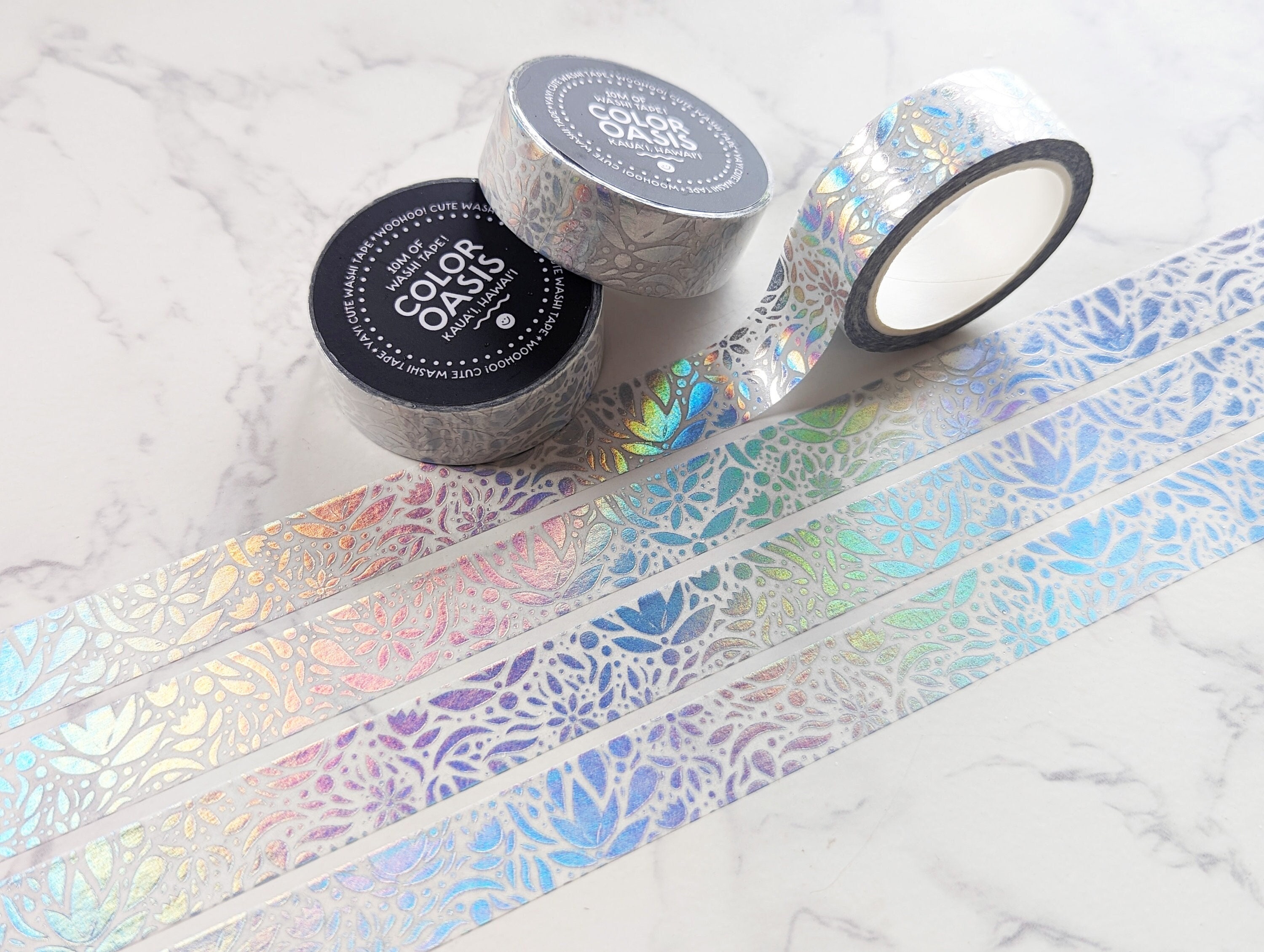 35mm x 50m Prism Tape, Holographic Reflective Self Adhesive for DIY Art  Craft Wrapping Decoration, Silver