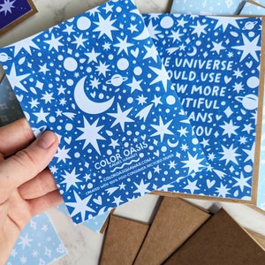 Eco-Friendly Cards The universe could use a few more beautiful humans like you Moon & Stars Blue Night Sky Cards for Friends Loved Ones image 3