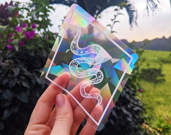 Celestial Snake Suncatcher Sticker Window Decal Rainbow Maker Stars Moon Aesthetic Sun Catcher Sticker White Witchy Aesthetic 5.5"