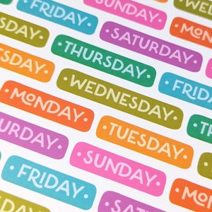 Days of the Week Washi Tape: Planner Stickers