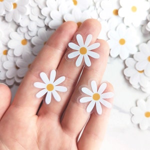 Cute Little Daisy Stickers 1&quot; Small Flower Stickers to Decorate your phone, water bottle, laptop...CLEAR Vinyl Stickers Daisy Sticker Pack