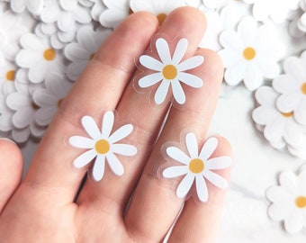 Cute Little Daisy Stickers 1" Small Flower Stickers to Decorate your phone, water bottle, laptop...CLEAR Vinyl Stickers Daisy Sticker Pack