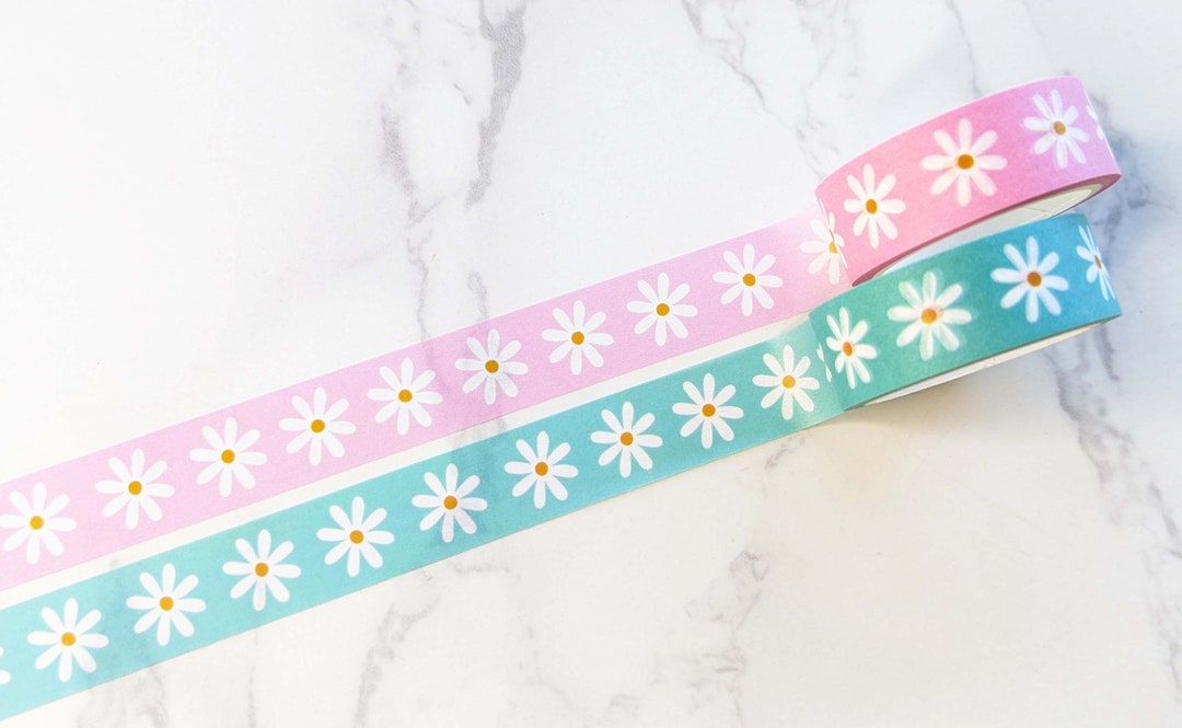 Cute Daisy Washi Tape, Blue or Pink Daisies Washi Tape, Cute Flowers