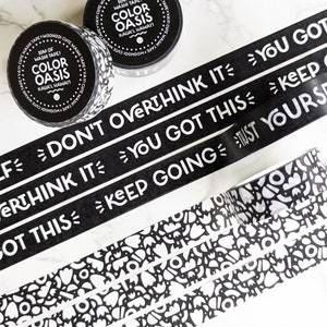 NEW! Encouraging Washi Tape for Over-thinkers, Cute Mental Health Stationery Supplies for Journaling + More, Black & White Tape