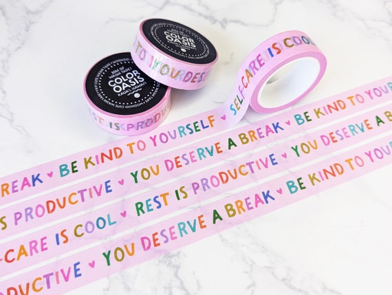 NEW Colorful Gentle Reminders Healing Affirmations Washi Tape for Planners, Journaling  Tape, Mental Health Washi Tape, Cute Stationery 