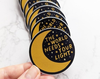 LAST CHANCE! - The World Needs Your Light Stars & Moon Sticker for Laptop, Water Bottle, Waterproof Vinyl Cute Moon Stickers