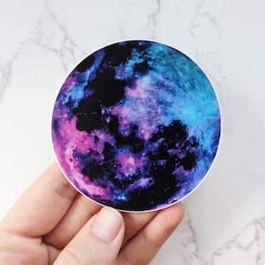 Watercolor Full Moon Sticker: Waterproof Vinyl Decal