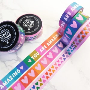 NEW! Colorful Washi Tape Rainbow Hearts Washi Tape for Envelopes, Gifts, Crafts, & Journals, Happy Cute Colorful Washi Tape by Color Oasis