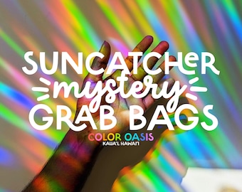 CLEARANCE! SUNCATCHER Rainbow Suncatcher Stickers: MYSTERY Grab Bags! Prismatic Window Decal Pack of 6, 12, or 24 Suncatchers! (each 4"- 5")