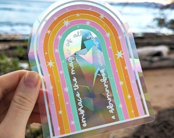 The Magic of New Beginnings Rainbow Suncatcher Sticker Prism Window Cling Rainbow Light Catching Decal