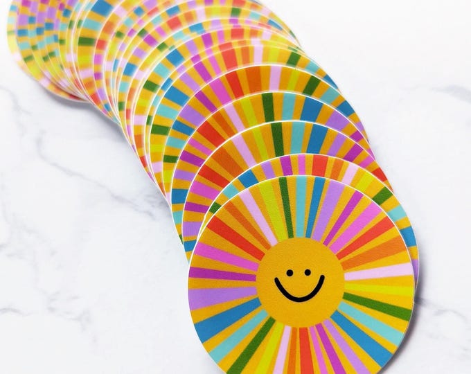 Chance Sticker Cute LAST CHANCE! Happy Sun Sticker: Rainbow Smiling Face, Waterproof Vinyl ...