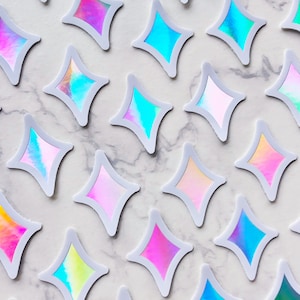 NEW! Mini Sparkle Star Stickers Rainbow Holographic 1&quot; Star Stickers for Phone, Water Bottle, Laptop, etc, Cute Aesthetic Celestial Stickers