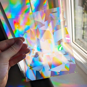 NEW BLANK Rainbow Suncatcher Sticker Prisms Film Sheet 4.5x6 Rainbow Maker Light Catcher Decal Helps Prevent Birds From Hitting Windows image 1