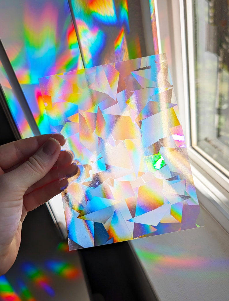 NEW BLANK Rainbow Suncatcher Sticker Prisms Film Sheet 4.5x6 Rainbow Maker Light Catcher Decal Helps Prevent Birds From Hitting Windows image 1