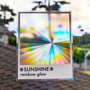 Rainbow Suncatcher Sticker Rainbow Maker Window Light Catching Decal Radial Prisms Decal for Windows, Removable & Reusable 4" x 5"