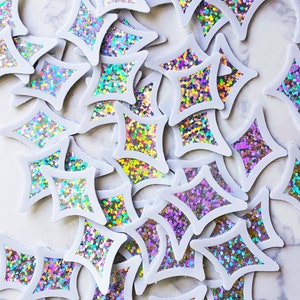 NEW! Mini Glitter Sparkle Star Stickers Rainbow Holographic 1&quot; Star Stickers for Phone, Water Bottle, Cup, Cute Aesthetic Celestial Stickers