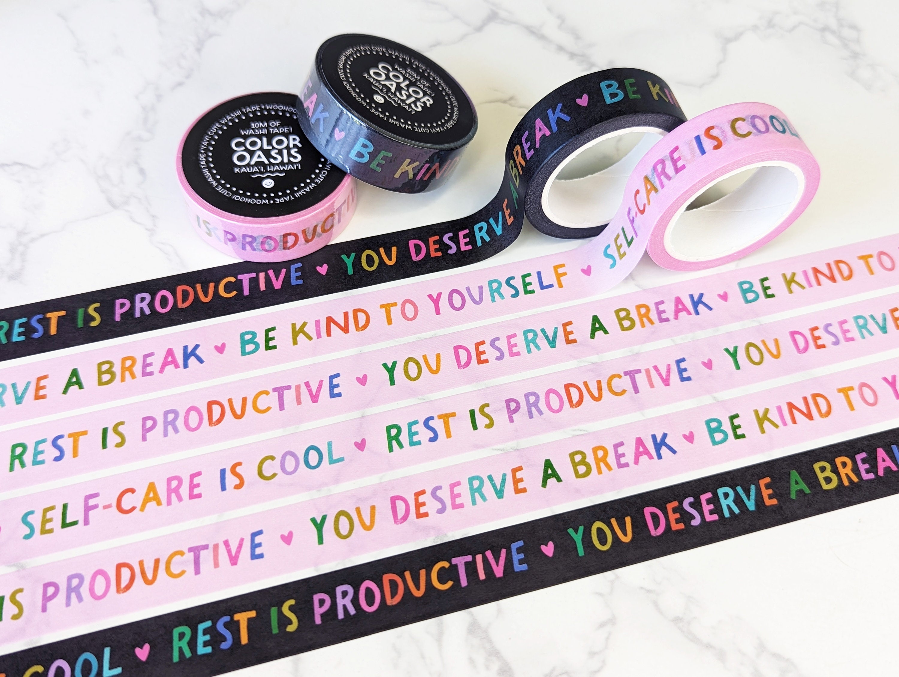 NEW Healing Positive Reminders & Affirmations Washi Tape for Planners,  Crafts, Journaling Tape, Mental Health Washi Tape, Holographic Foil 