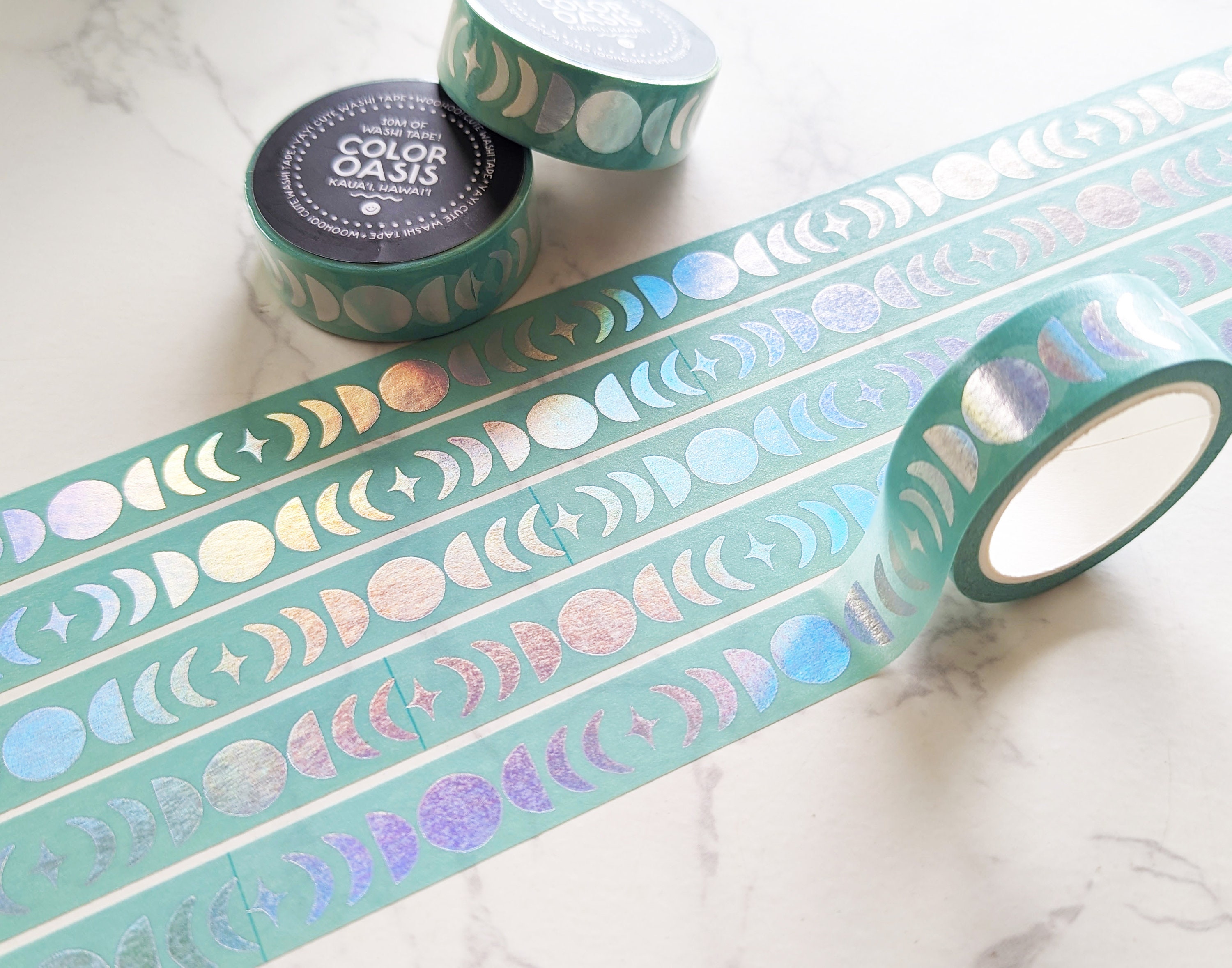 Seconds Sky Blue Cat Moonphase Holographic Foil Washi Tape – Meow